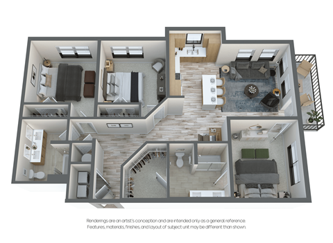 bedroom floor plan an in 3d